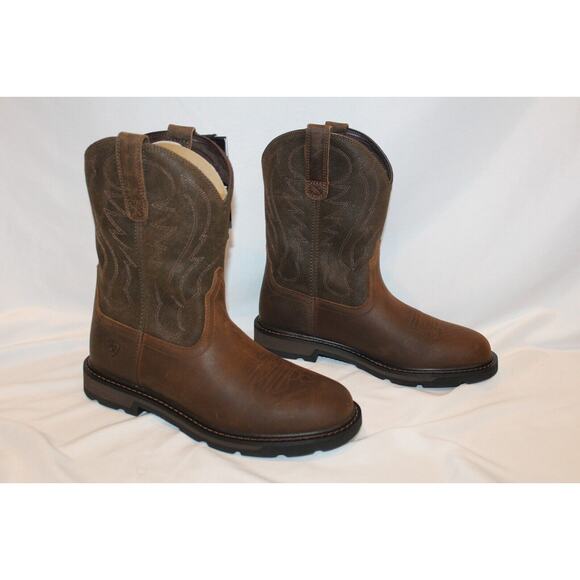 NIB Ariat Men's Groundbreaker Leather Soft Toe Boots BROWN SZ 9 - Picture 2 of 6